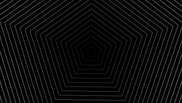 looped abstract pentagons background. flat 2d motion