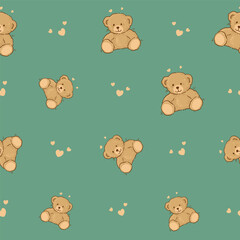 Obraz premium Teddy Bear pattern cartoon style with pastel background color, adorable, cute and funny