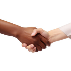 Handshake men and women. men and women shaking hands on white background.