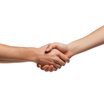 Handshake men and women. men and women shaking hands on white background.