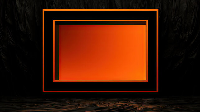 orange border frame on black background blank template mockup chalkboard blackboard