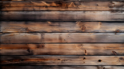 Dark stained wooden table background, rustic wood planks texture top view. Generative AI.