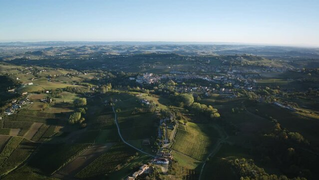 Static aerial timelapse of the early morning in northern Italy with Costigliole d'Asti in the background.