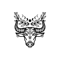 Taurus bull head with ornament