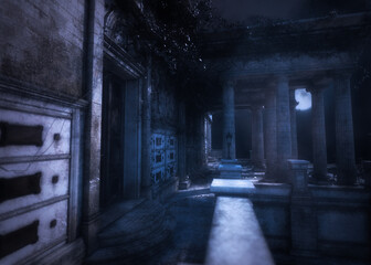 Naklejka premium 3D Ancient memorial at night