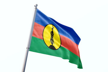 New Caledonia flag waving isolated on white background