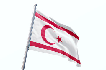 Northern Cyprus flag waving isolated on white background