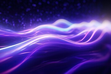 illustration of abstract background of futuristic corridor with purple and blue neon lights wave speed light