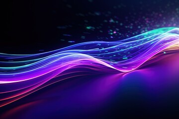 Obraz na płótnie Canvas illustration of abstract background of futuristic corridor with purple and blue neon lights wave speed light