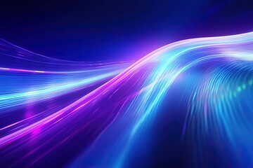 Fototapeta na wymiar illustration of abstract background of futuristic corridor with purple and blue neon lights wave speed light
