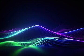 Naklejka premium illustration of abstract background of futuristic corridor with purple and blue neon lights wave speed light