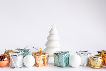 A tree with presents, White Christmas and Holiday Theme