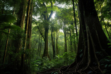 Obraz premium Path in the Lush Green Forest. Generative Ai