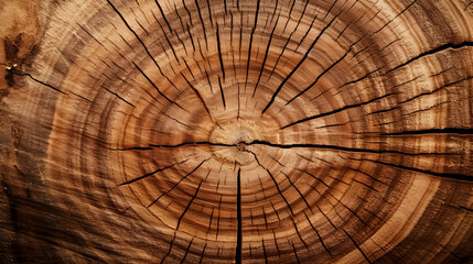 Macro photo of wood cross section Wood grain texture background. Generative AI.