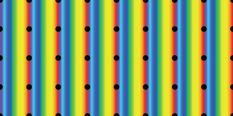 Seamless pattern rainbow color with black dot, vector illustration