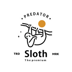 vintage retro hipster sloth logo vector outline monoline art icon © Artoniumw