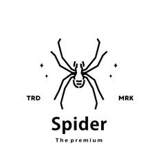 vintage retro hipster spider logo vector outline monoline art icon