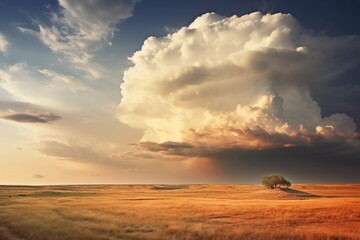 cozy landscape realistic illustration