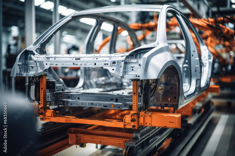 Aufkleber automated assembly line for robot manipulators for the production of high-tech electric vehicles run