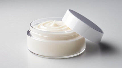 Cosmetic cream pot on white background