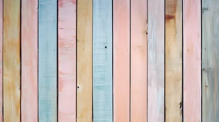 Tuinposter pastel wood planks texture. Generative AI. © hanifa