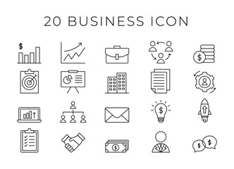 Business icon set outline vector illustration