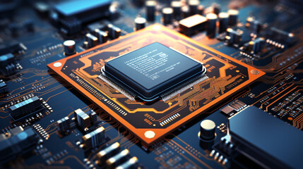 Fototapeta na wymiar CPU on circuit board