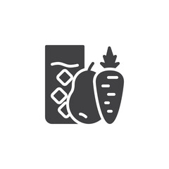 Juice glass with pear and carrot vector icon