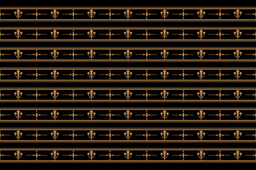 Ornate of vintage style pattern. Royal style gold on black background. Design print for textile, cloth, wrapping, architecture, interior, fence, textile, wallpaper, background. Set 3