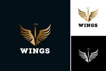 "Wings logo" signifies a design featuring wing elements. This asset is suitable for aviation, aerospace, fashion, sports, and any brand wanting a symbol of freedom and aspiration.