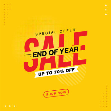 End of year sale banner template promotion design for business