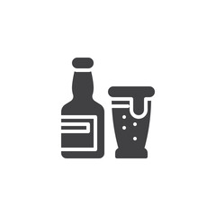 Beer pint and bottle vector icon