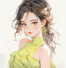 Naklejka premium 悩む女性 