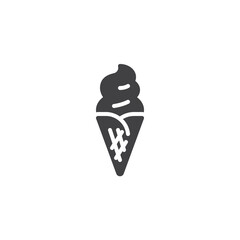 Waffle ice cream vector icon