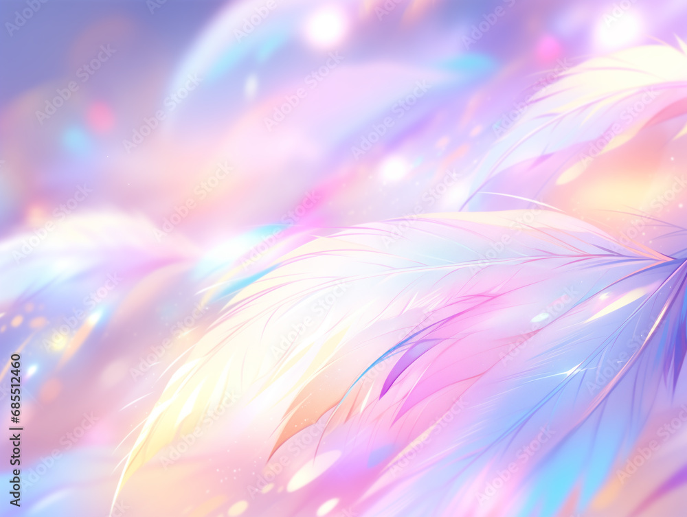 Poster fantasy color feather background,created with generative ai tecnology.