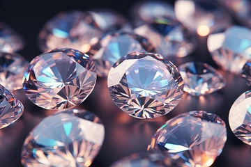 Foto op Plexiglas Diamond Jewel on black shine color, Collection of many different natural gemstones Luxurious Gemstones: Sparkling Jewels on Sleek Black Surface © AKKA