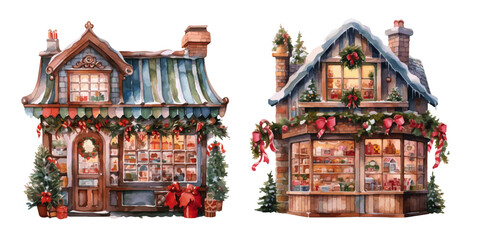 new year town Christmas decoration store vectors