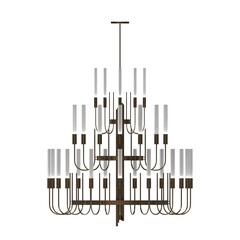 chandelier on the ceiling isolated on white background, hanging lamp, pendant light, 3D illustration, cg render