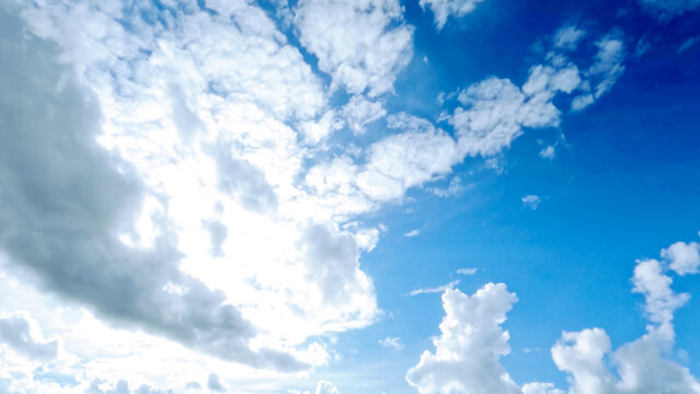 beautiful huge bright clouds in the blue sky backdrop - photo of nature