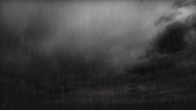 timelapse video of rain thunder storm with lightings and heavy clouds