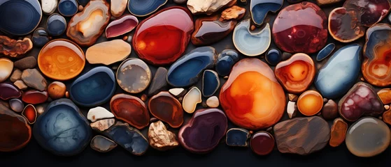 Foto op Plexiglas Agate rock background. Its smooth bands, formed through volcanic activity, carry the gentle whispers of geological forces shaping our planet's history. © Spacemid
