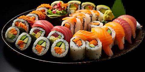 Exquisite Japanese sushi fusion,,
Sushi Delight Colorful Assortment on Display Generative Ai