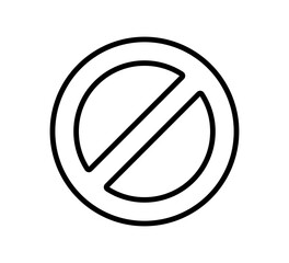 Prohibited circle sign. Prohibition icon. Ban icon. Circle with cross line symbol. Caution frame symbol. Forbidden stop sign. Vector illustration isolated on white background.