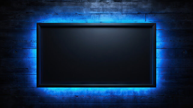 blue border frame on black background blank template mockup chalkboard blackboard