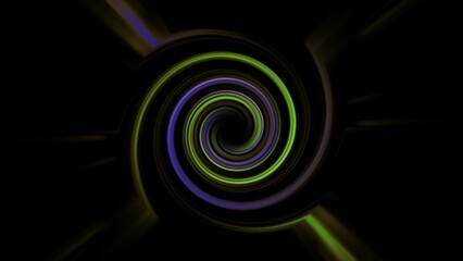Gradient color creative tunnel background. colored lines swirling in spiral fly along swirling path. 3d render