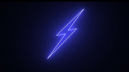 Glowing neon thunder bolt sign. blue neon light icon isolated on black background. Elements of Minimal universal theme set. energy neon icon. - obrazy, fototapety, plakaty