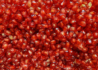 Pomegranate seeds prepared for eating