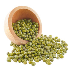 Mungbeans in Wooden Bowl Isolated Transparent