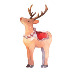 水彩で描いたトナカイのイラスト