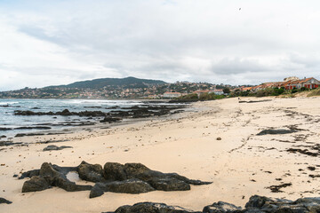 Beautiful white sand beach in Galicia in winter